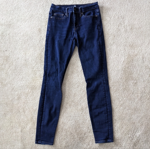 Gap Denim Mid-Rise Dark Blue Skinny Jeans | Size 26 - Picture 2 of 9